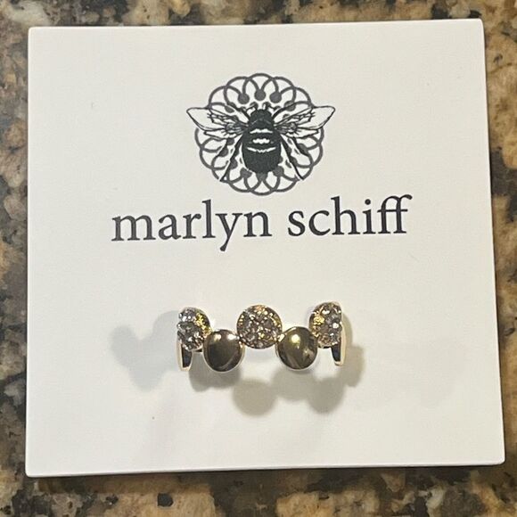 Marlyn Schiff Disc Pave Adjustable Ring - Gold Bling - Picture 3 of 8